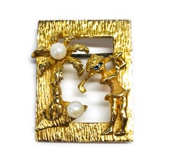 14K Tropical Golfer Brooch