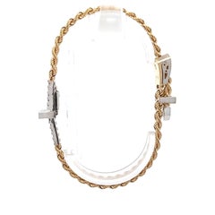 14k TT Gold 0.60ctw Diamond Buckle Belt Double Rope Link Strap Bracelet