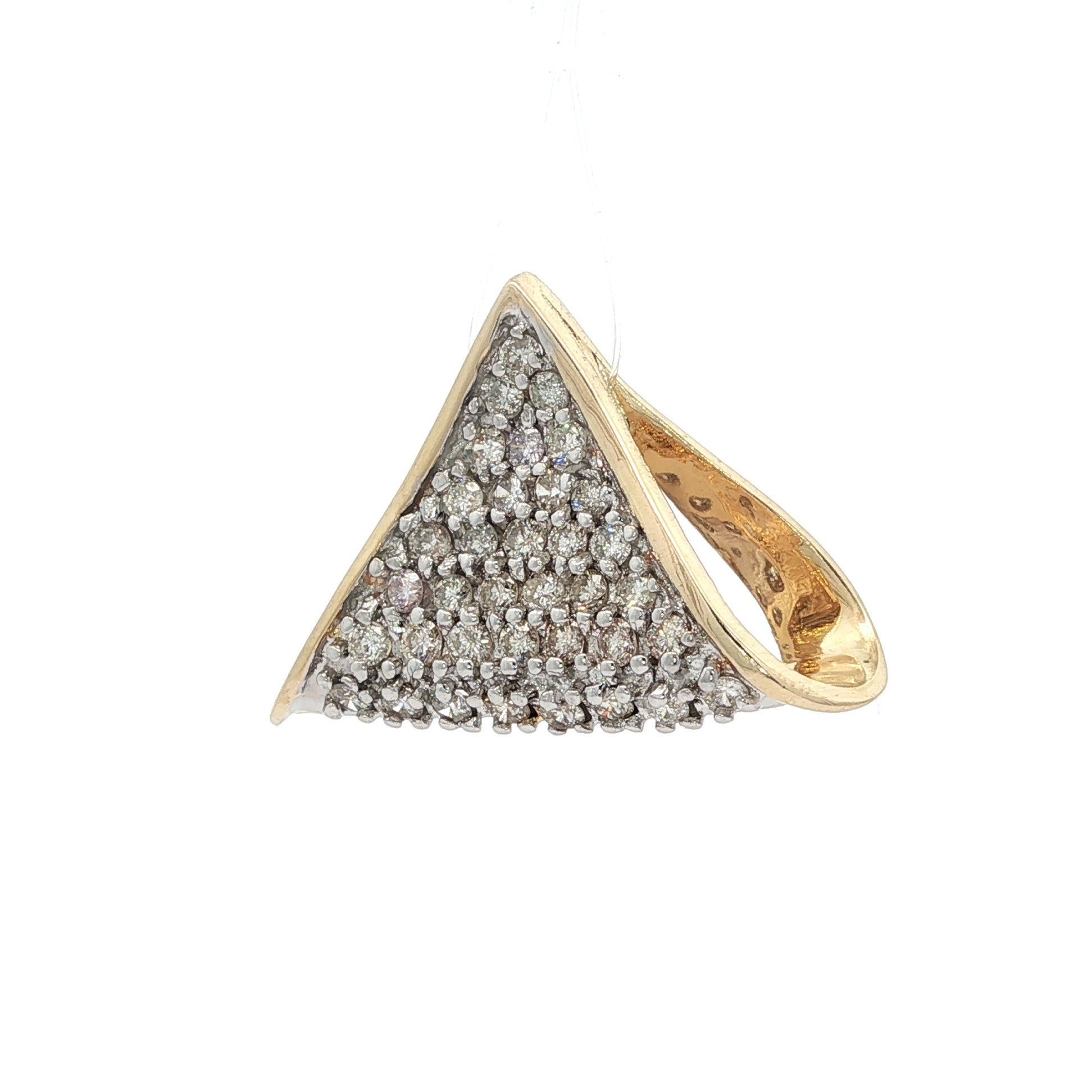 Donna Oro TT 14k 0,72ctw Diamante coperto Ciondolo a scorrimento Chevron triangolare in vendita