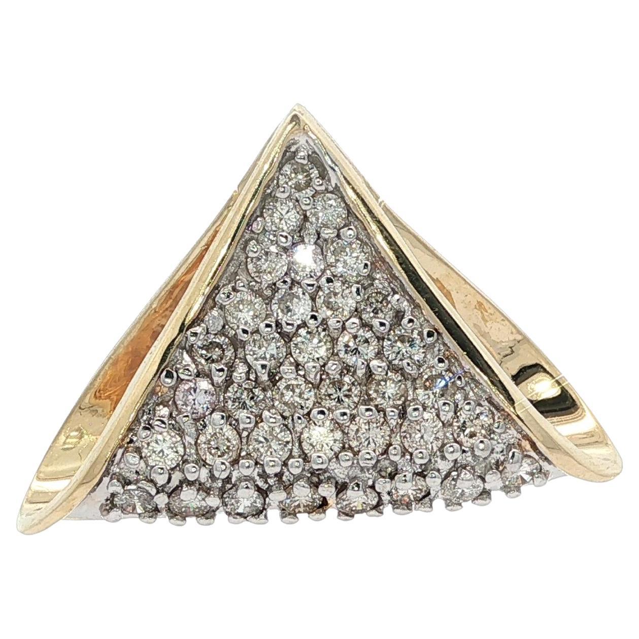 Oro TT 14k 0,72ctw Diamante coperto Ciondolo a scorrimento Chevron triangolare in vendita