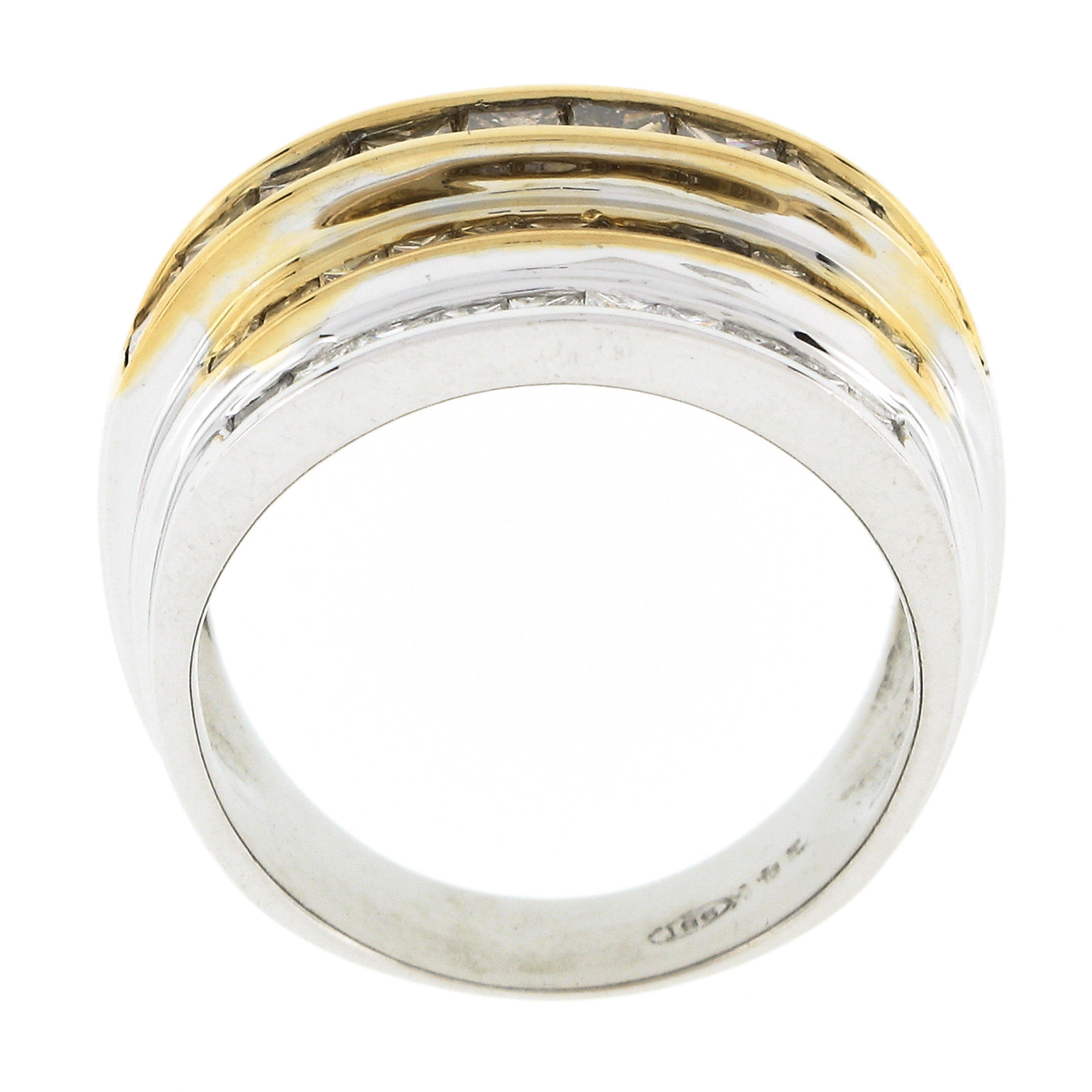 14k TT Gold 3,90 Karat Ausgefallener brauner & weißer Diamant-Ring mit 5 Reihen im Angebot 2