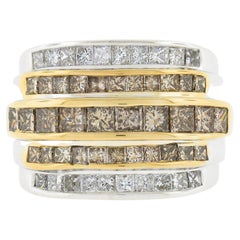 Oro TT 14k 3,90ctw Fancy Brown & White Diamond Channel Set 5 Row Wide Band Ring