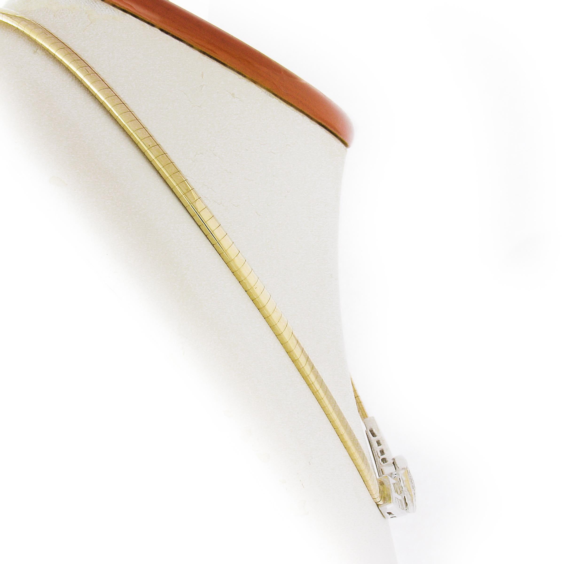 14K TT Gold 4ctw Baguette & Prinzessin Diamant Omega Collier Kette Halskette (Baguetteschliff) im Angebot
