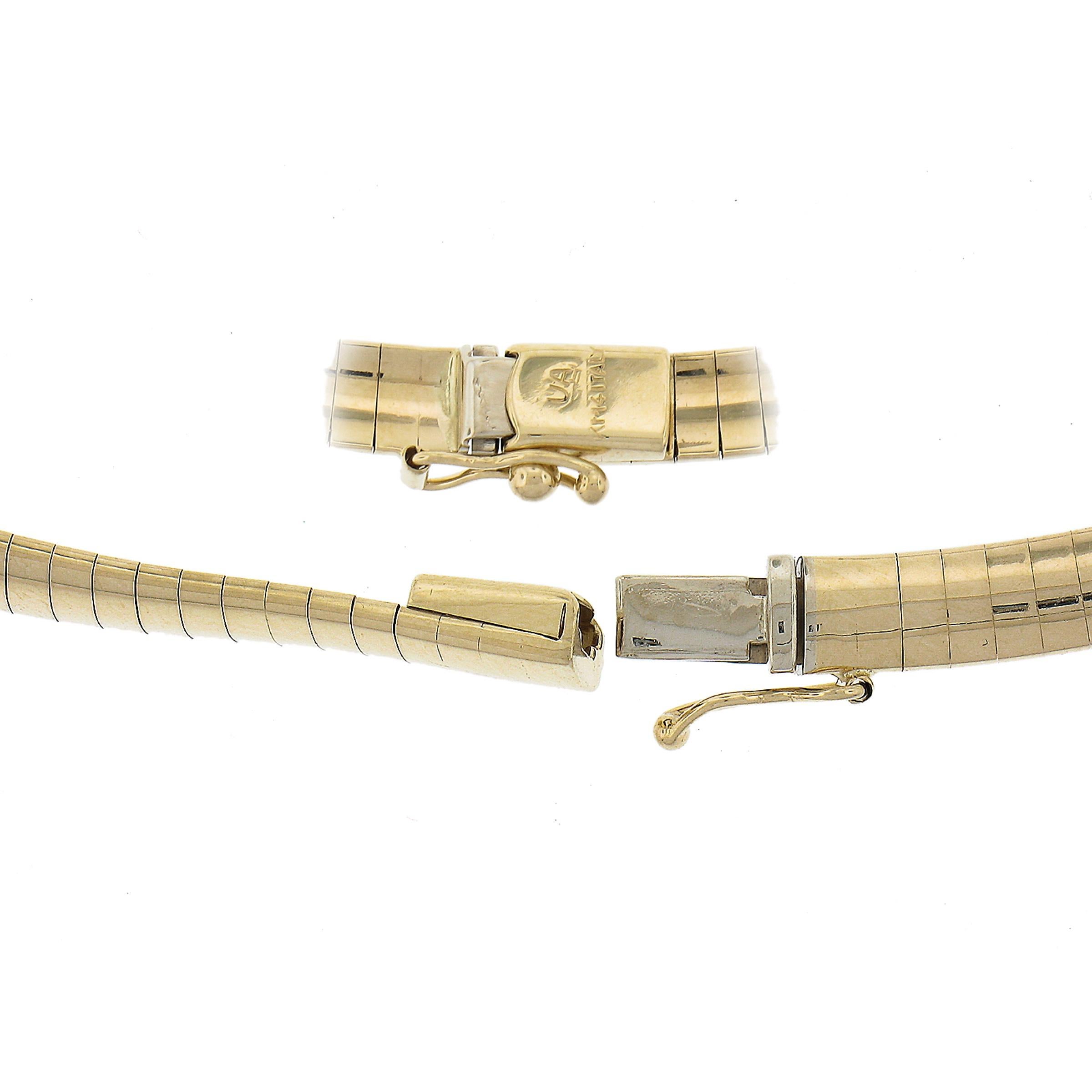 14K TT Gold 4ctw Baguette & Prinzessin Diamant Omega Collier Kette Halskette im Angebot 1