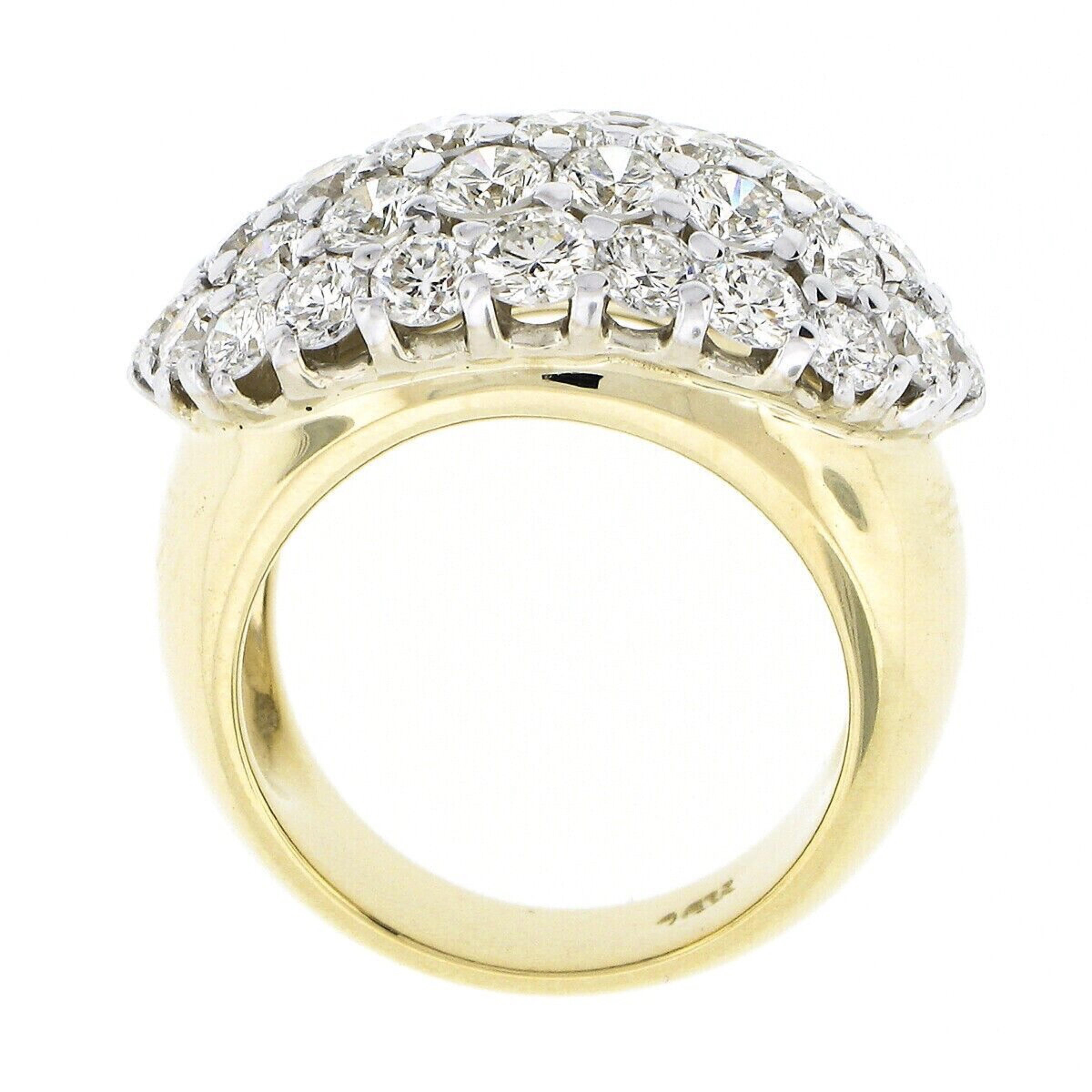 14k TT Gold 5.18ct Round Brilliant Prong Set Diamond Wide Dome Cluster Band Ring 1