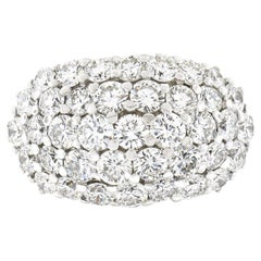 14k TT Gold 5.18ct Round Brilliant Prong Set Diamond Wide Dome Cluster Band Ring