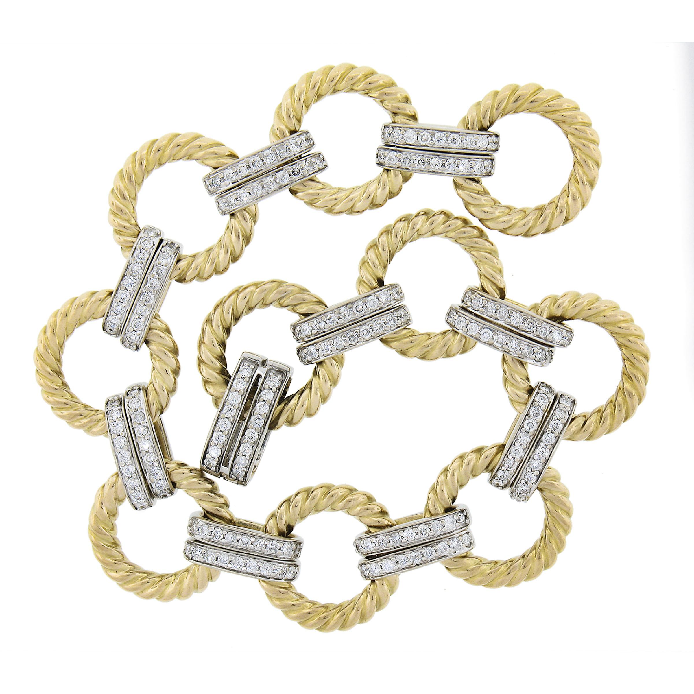 14k TT Gold gedrehtes Drahtkabel-Armband & Dual Oval Gliederkette mit 1,78 Karat Diamant im Zustand „Gut“ in Montclair, NJ
