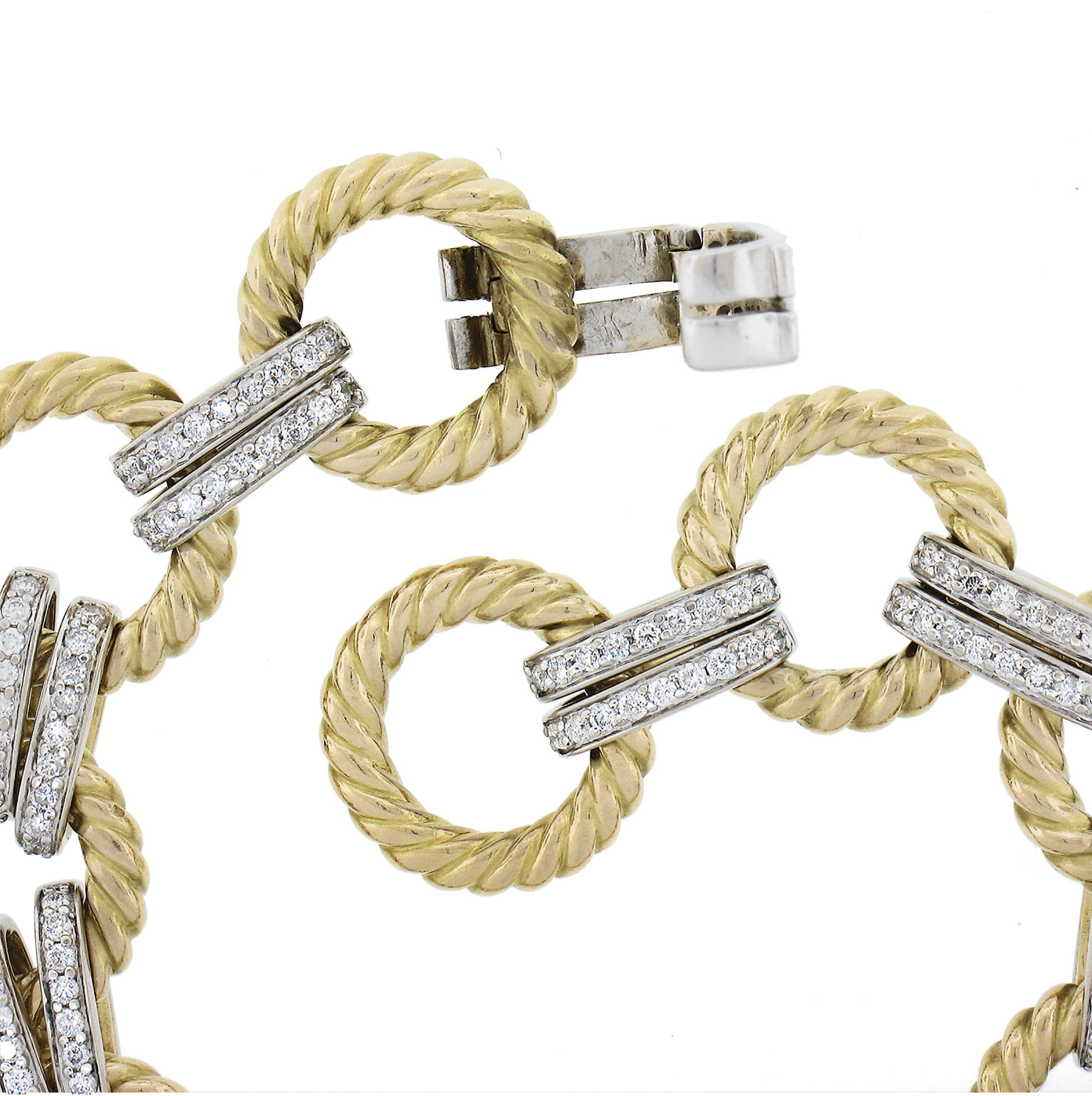 14k TT Gold gedrehtes Drahtkabel-Armband & Dual Oval Gliederkette mit 1,78 Karat Diamant 1