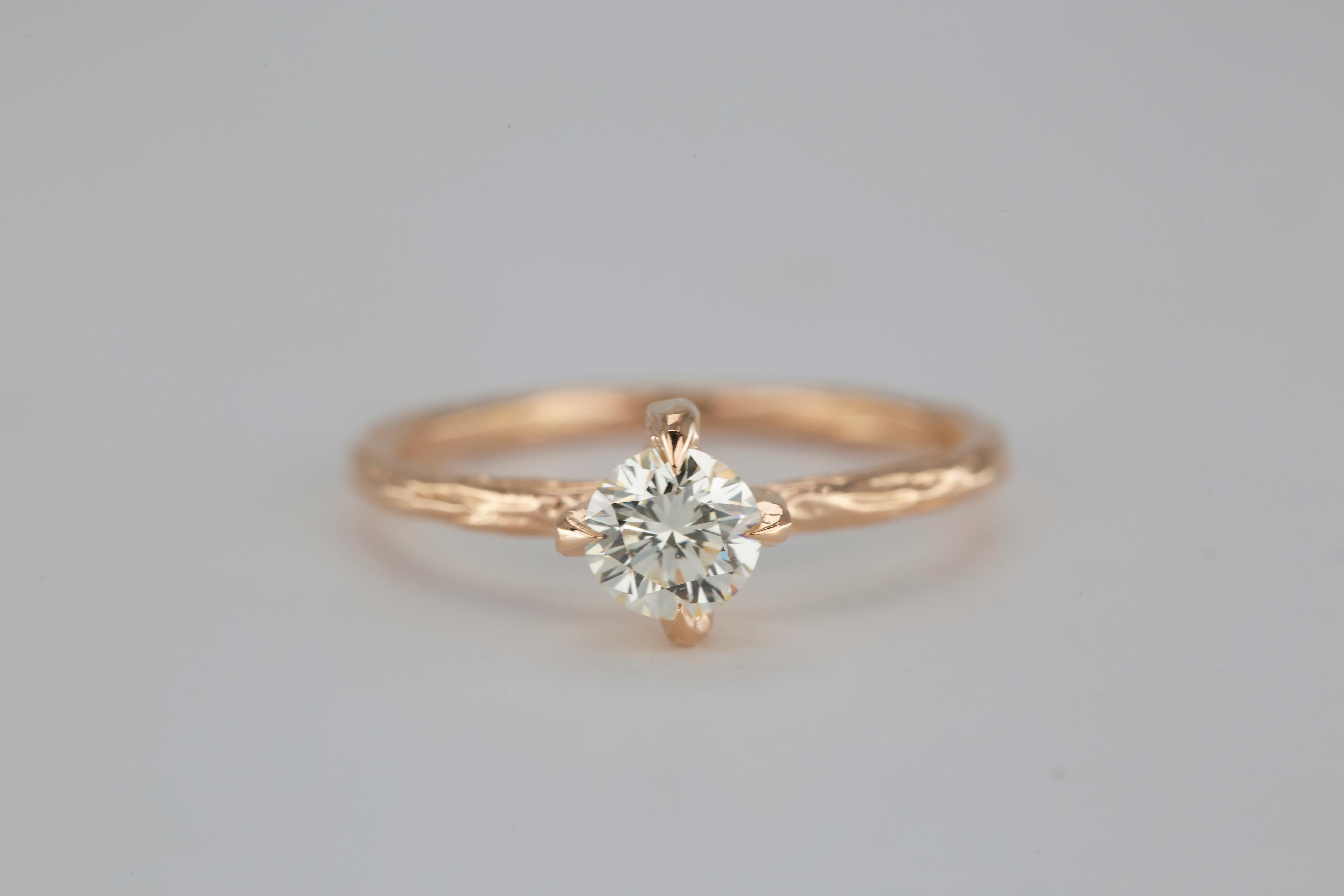 For Sale:  14K Twig Shaped GIA-HRD-IDL Certified 0.52 Ct Diamond Engagement Solitaire Ring 8
