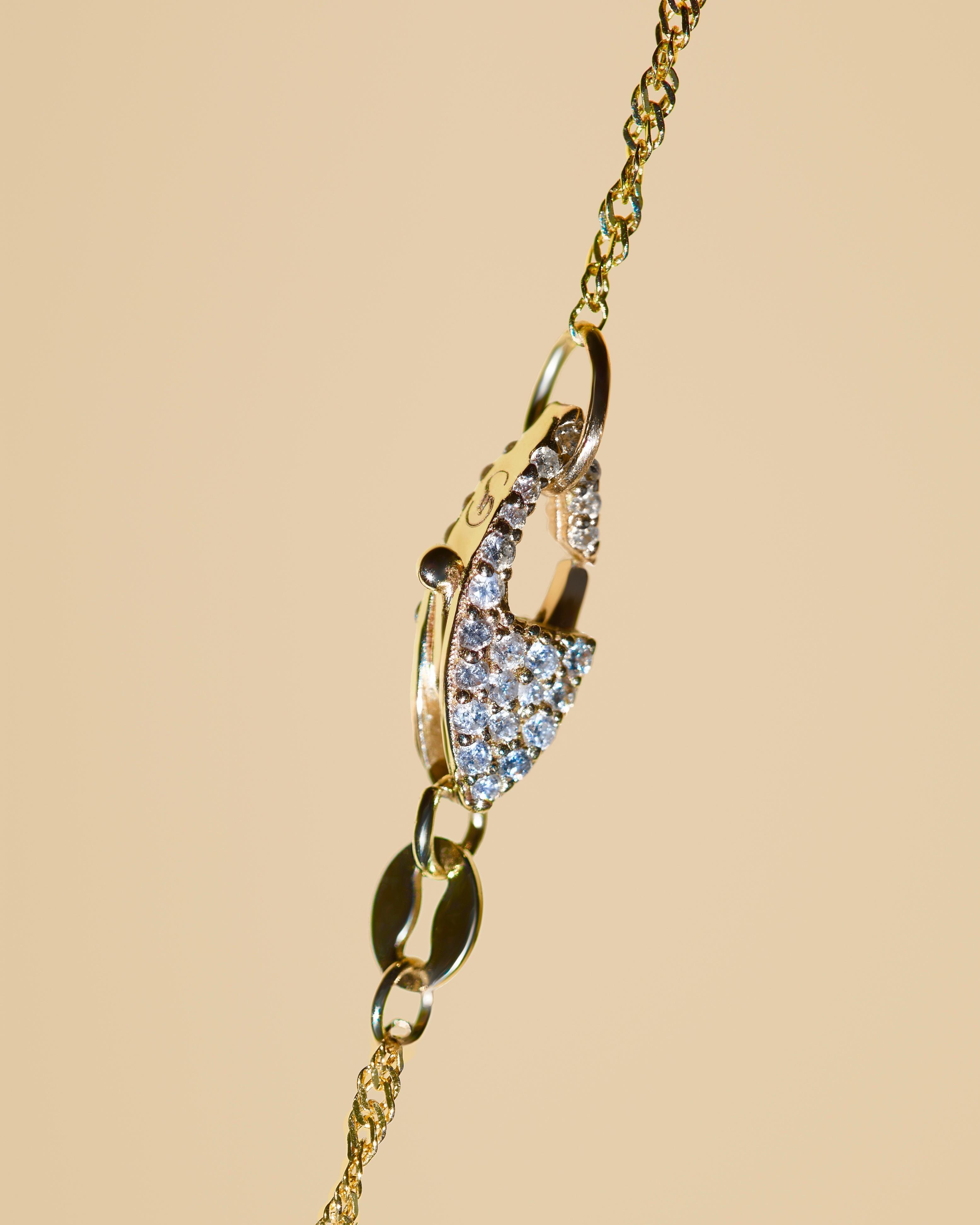 Round Cut 14k Twist Chain Necklace with Custom Double-Sided Diamond Clasp For Sale
