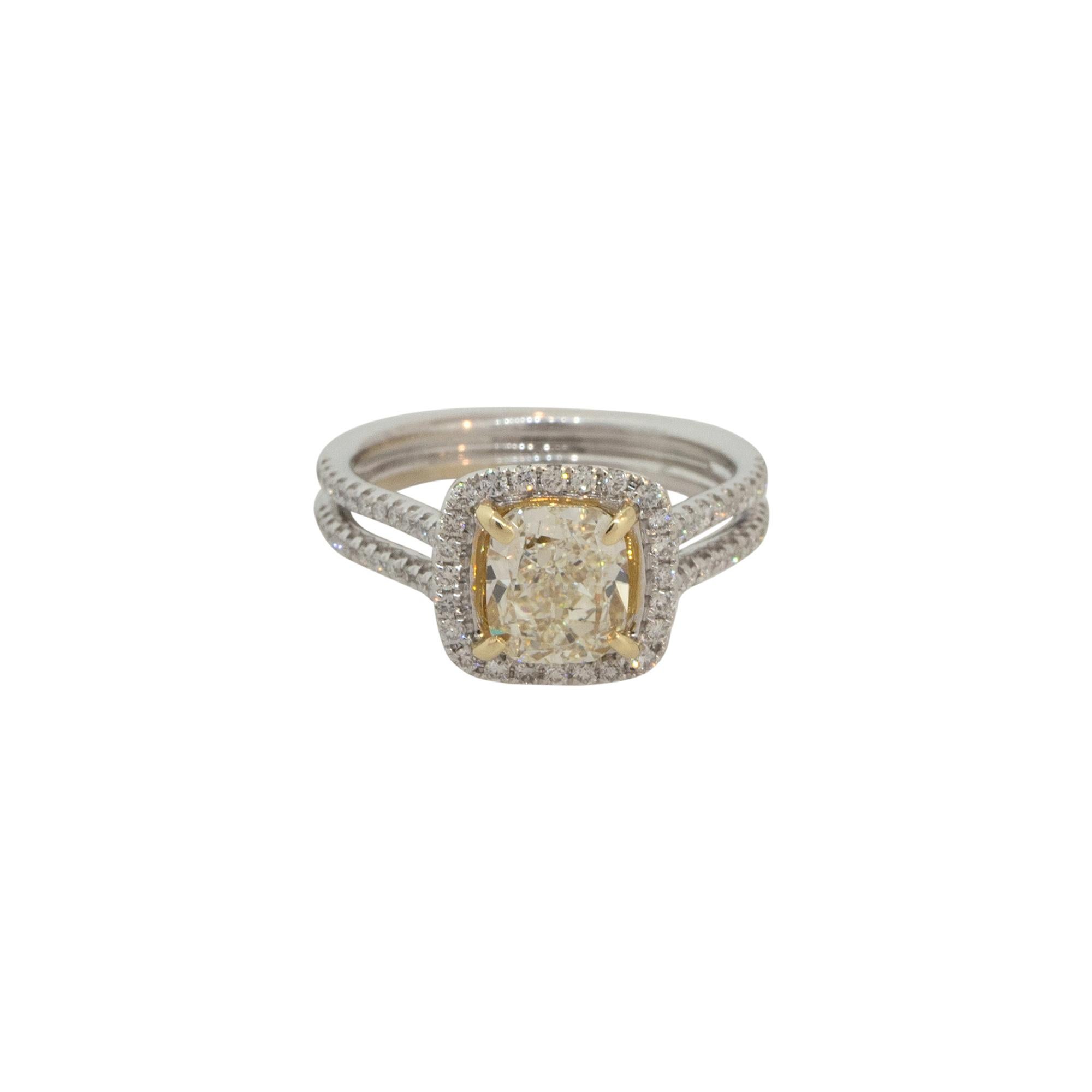 Women's 2.13 Carat Fancy Yellow Diamond Halo Engagement Ring 14 Karat In Stock  For Sale