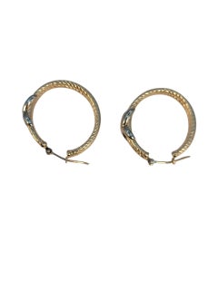 14k Two-Tone Cable X Hoop Earrings #24528