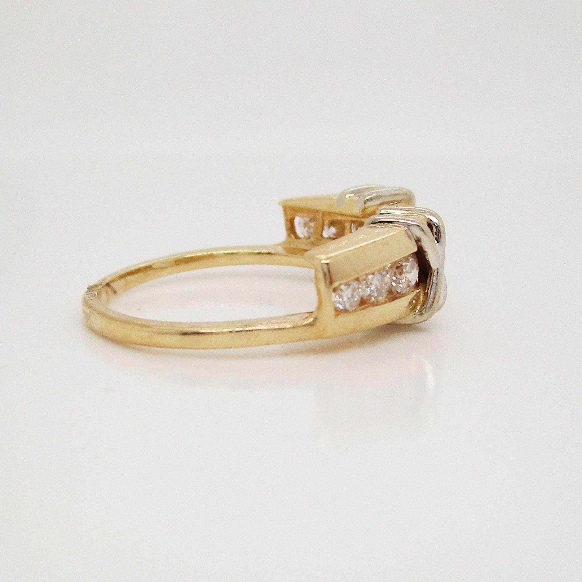 14K Two-Tone Channel Set Diamond Wedding Band Jacket In Good Condition For Sale In Lexington, KY