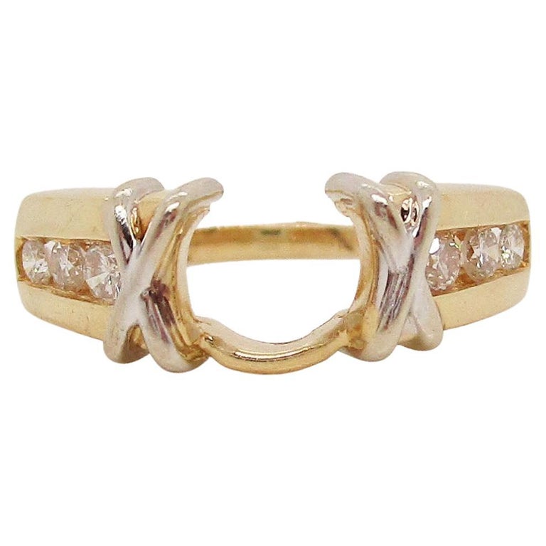 14K TwoTone Channel Set Diamond Wedding Band Jacket For Sale at 1stDibs