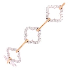 Diamond Clover Bracelet With Pink Chalcedony - Camillaboutique