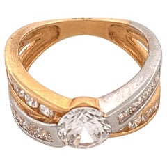14K Two Tone CZ Gem Ring
