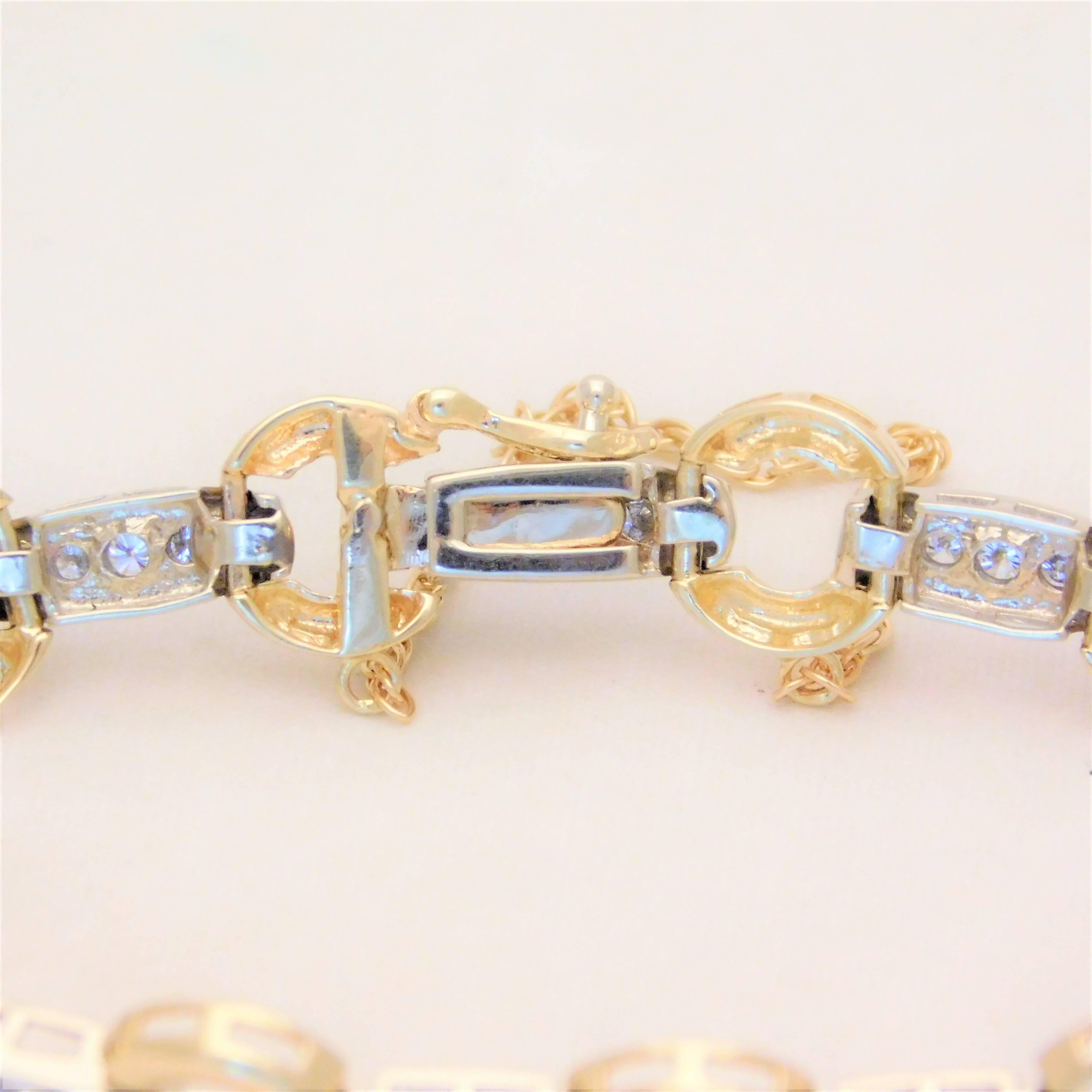 Women's or Men's 14 Karat Two-Tone Diamond Bracelet For Sale