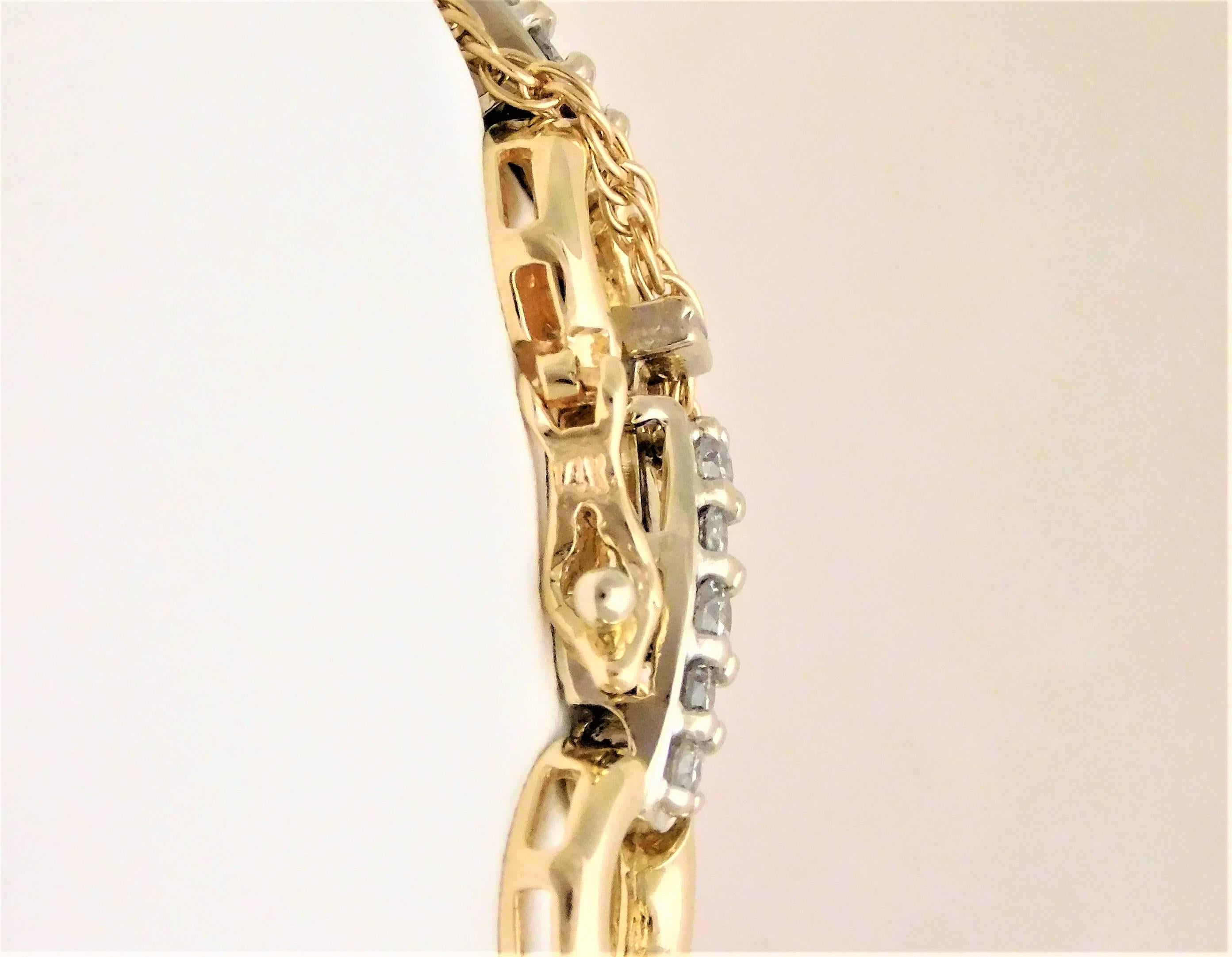 14 Karat Two-Tone Diamond Bracelet For Sale 1