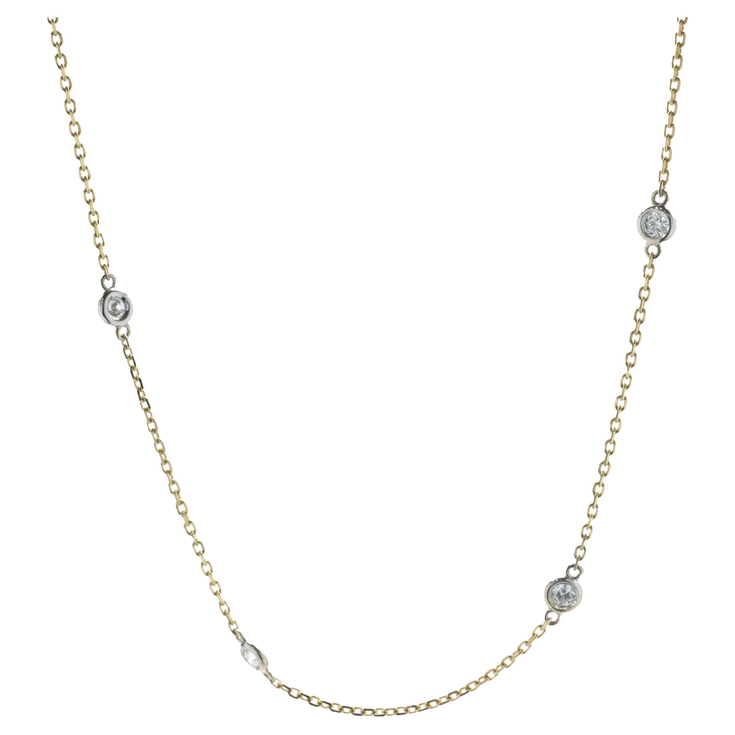 14K Two Tone Diamond By The Yards Necklace