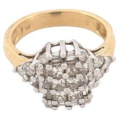 14K Two Tone Diamond Cluster Ring