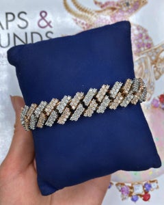 14k Two-Tone Diamond Fashion Cuban Link Bracelet with 16.80ct TDW