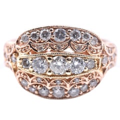 14 Karat Two-Tone Diamond Filigree Ring