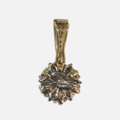 14K Two-Tone Diamond Flower Pendant 0.50ct