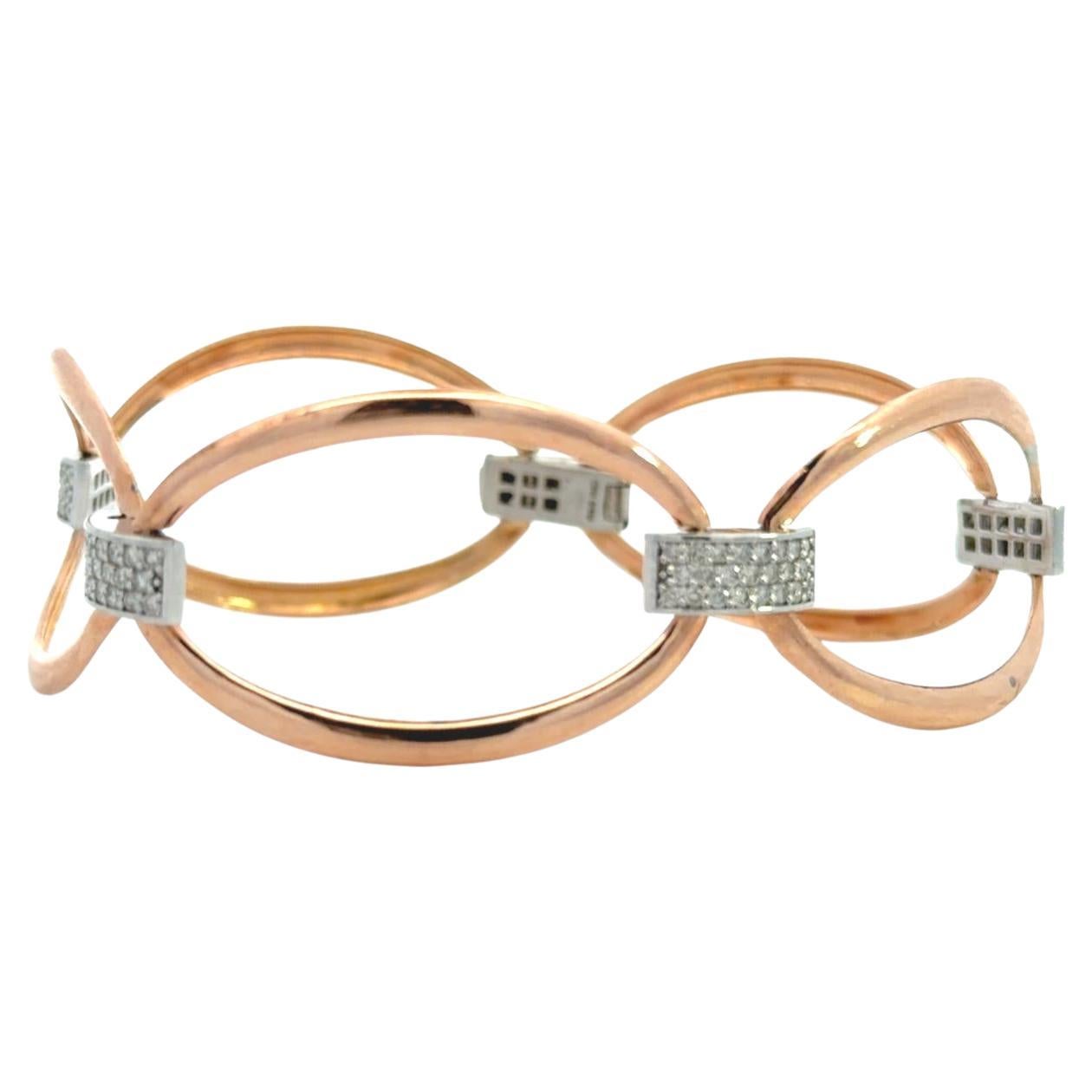 14k Two Tone Diamond Modern Bracelet For Sale