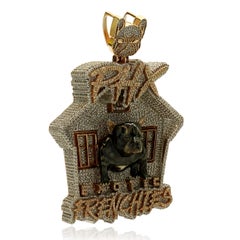 14k Two Tone Diamond Phoenix Exoctic Frenchies Pendant