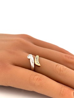 14k Two-Tone Gold Diamond Bypass Ring, Late 20th Century, Size 8