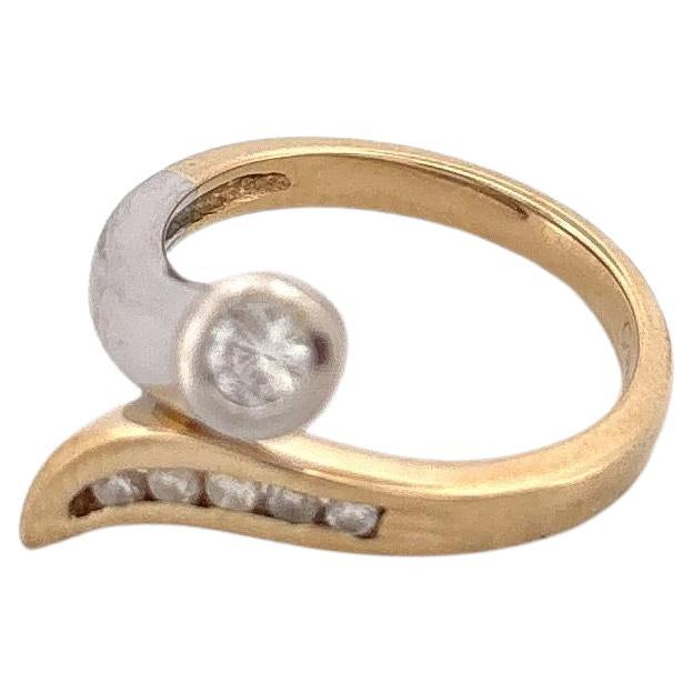 14k zweifarbiger Diamantring im Angebot