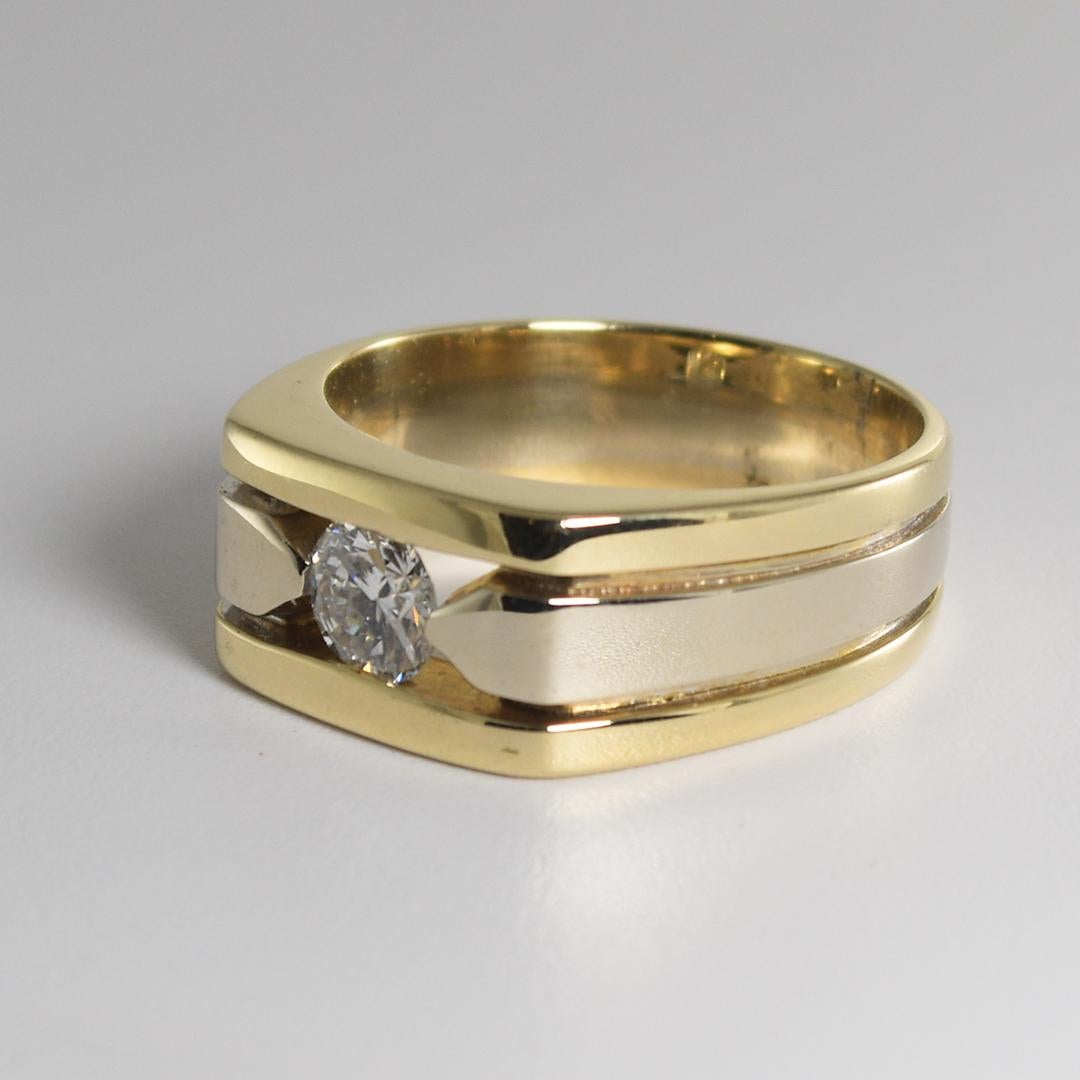 14K Two-Tone Gold Diamond Solitaire Ring 0.75ct For Sale 1