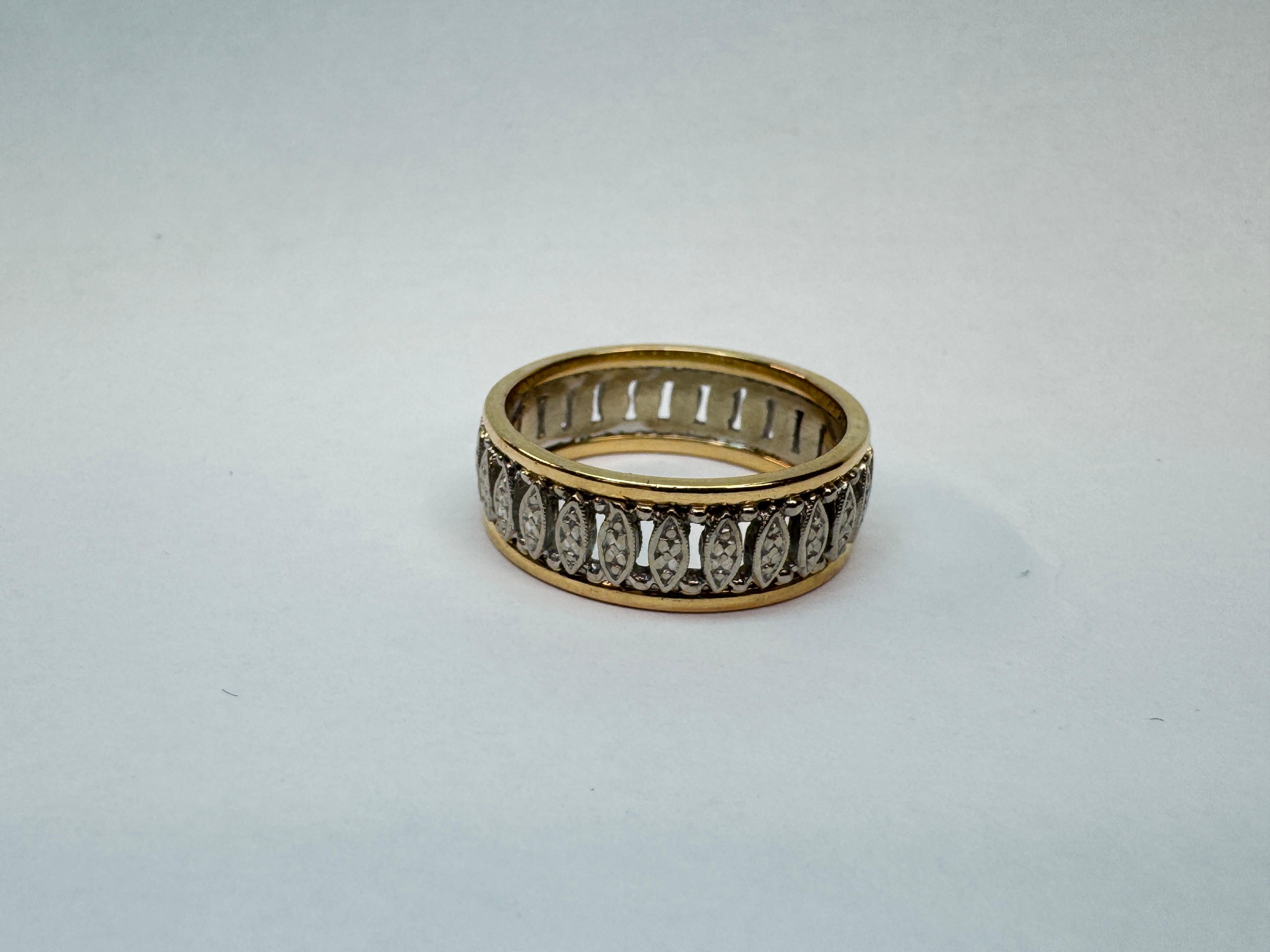 Alianza de Boda Elegante Bicolor 14K en venta 2