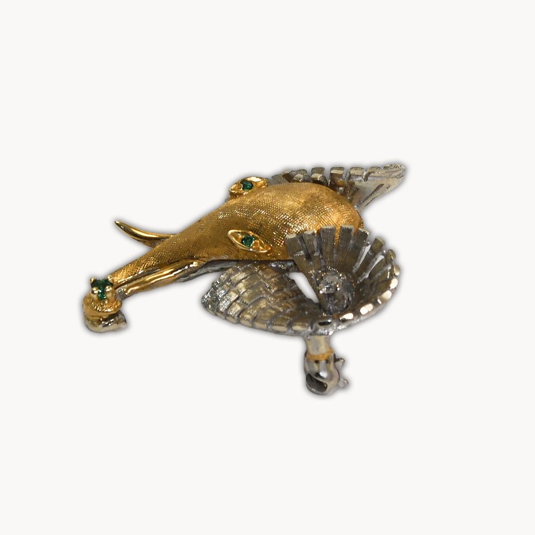 14K Two-Tone Elephant Brooch 5.7g For Sale 2