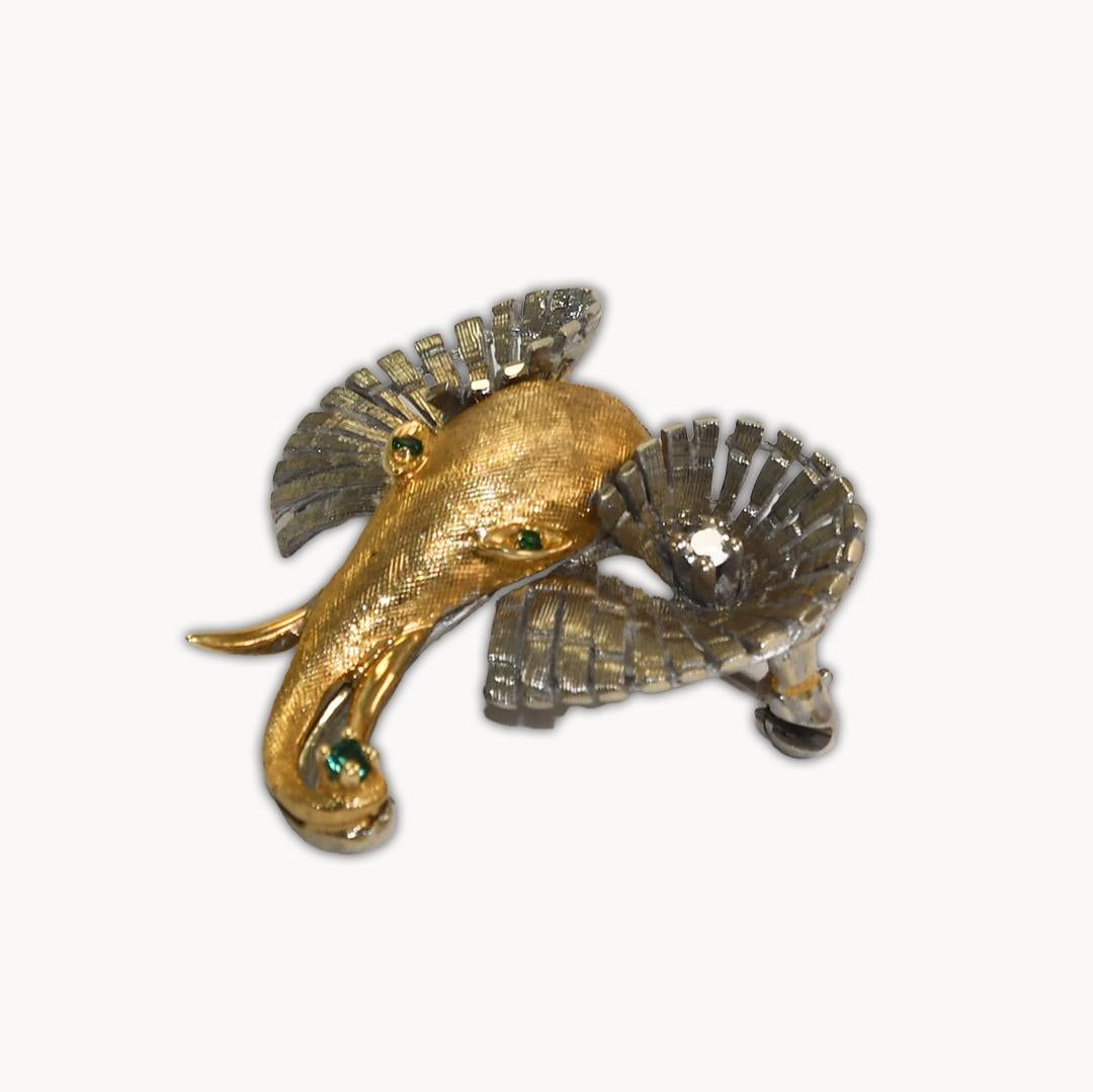 14K Two-Tone Elephant Brooch 5.7g For Sale 3