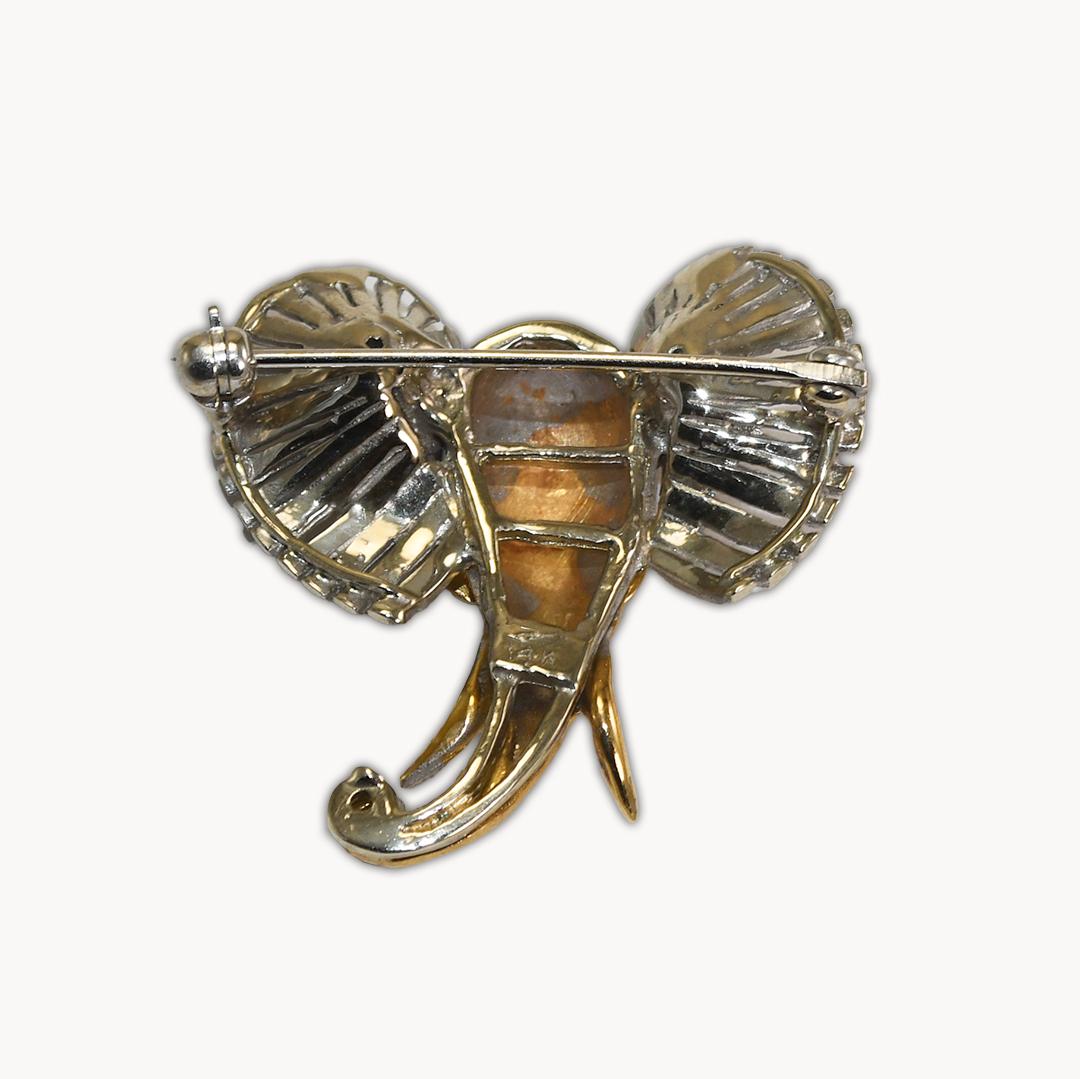 14K Two-Tone Elephant Brooch 5.7g For Sale 4