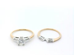 14k Two Tone Engagement Ring & Wedding Band Set