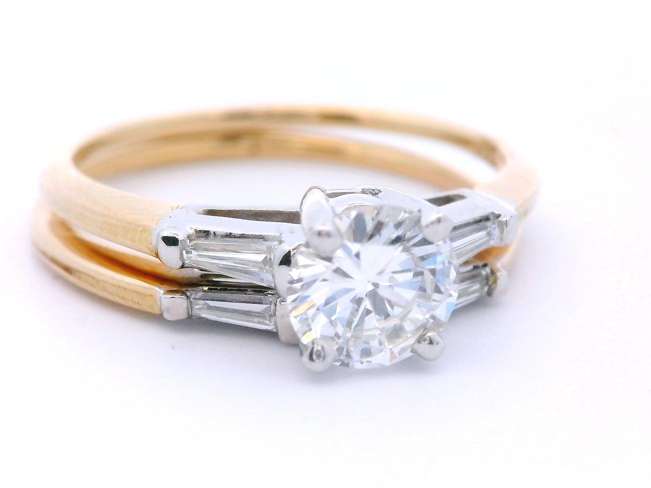14k Zweifarbiger Verlobungsring & Ehering Set (Zeitgenössisch) im Angebot