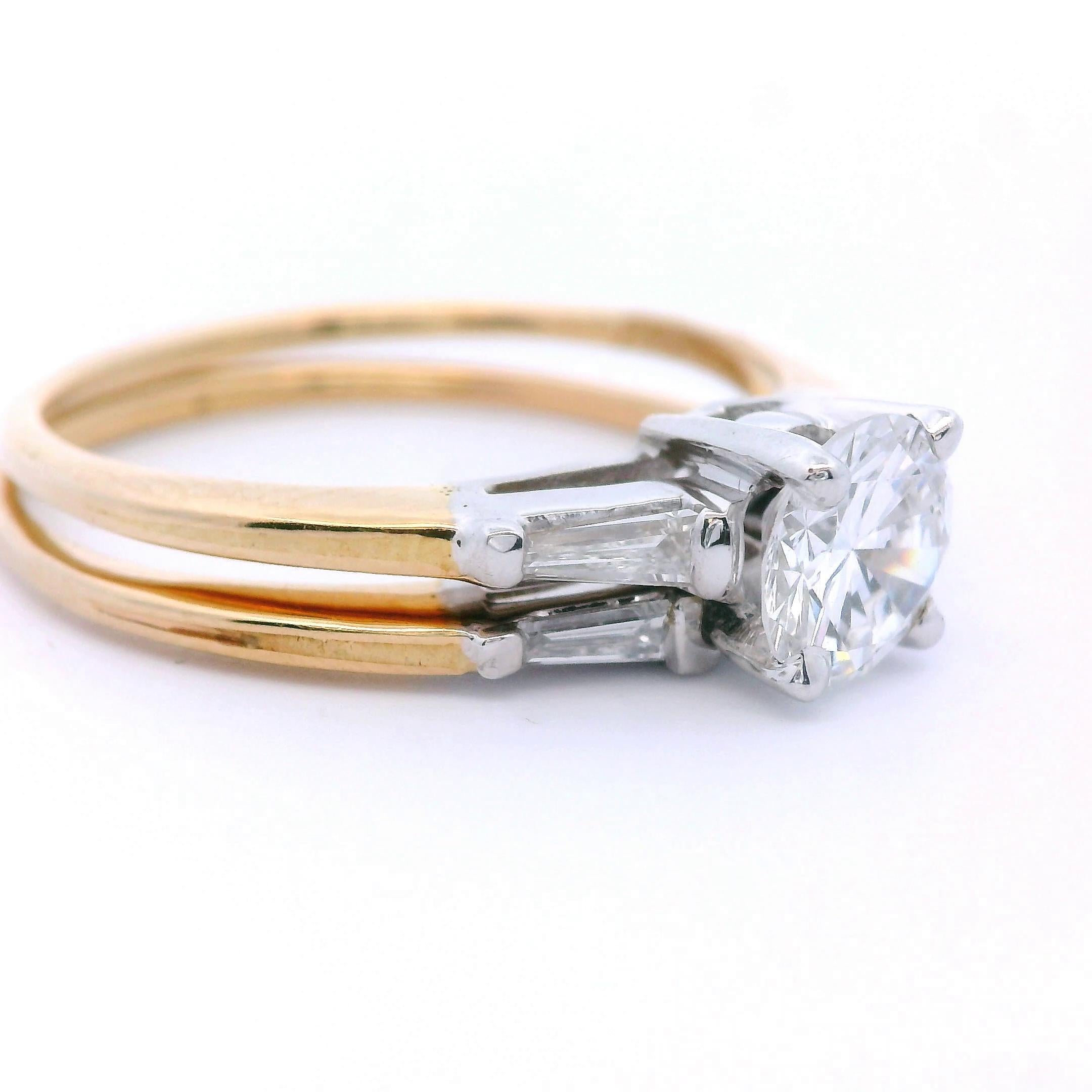 14k Zweifarbiger Verlobungsring & Ehering Set im Zustand „Gut“ im Angebot in Lexington, KY