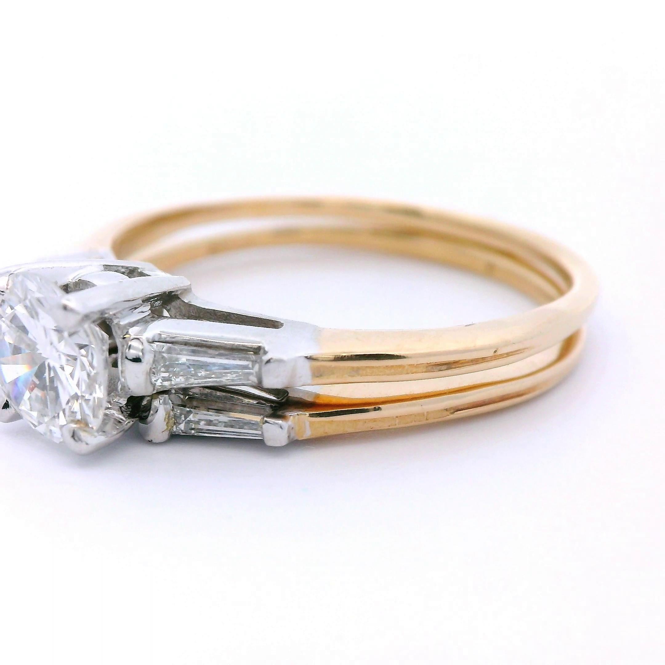 14k Zweifarbiger Verlobungsring & Ehering Set im Angebot 1