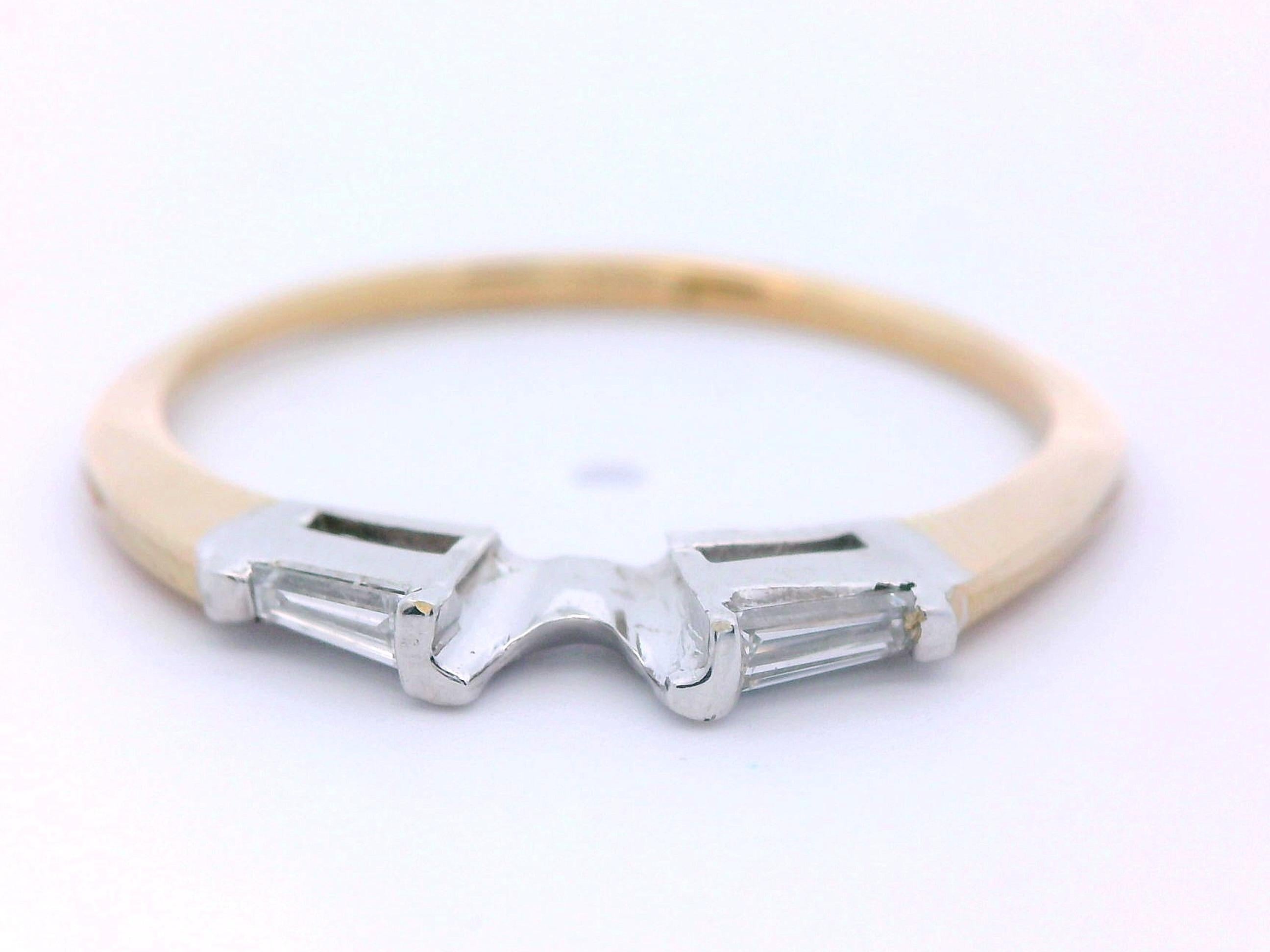 14k Zweifarbiger Verlobungsring & Ehering Set im Angebot 3