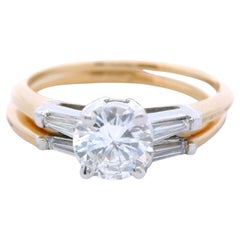 Anello di fidanzamento e fascia nuziale bicolore 14k