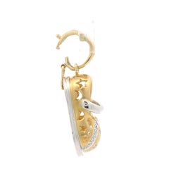14k Two Tone Gold 0.08ctw Diamond Baby Shoe Slipper Enhancer Charm Pendant