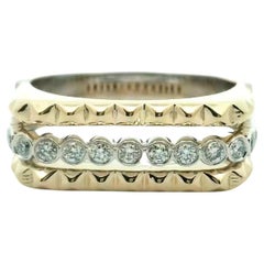 14k Two-Tone Gold 0.18ct tw Round-cut Natural Diamond Ring (Size 6.5)