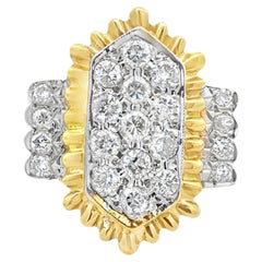 14k Two-Tone Gold 1.46ctw Round Brilliant Diamond Cluster Ring
