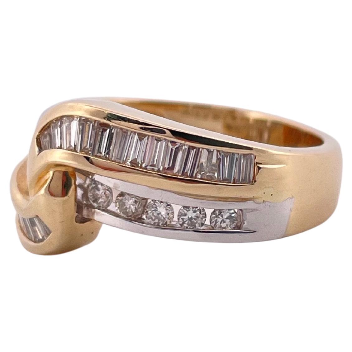 Anillo de diamantes H-I SI1 de oro de 14k en dos tonos de 0,75 ctw Contemporáneo en venta