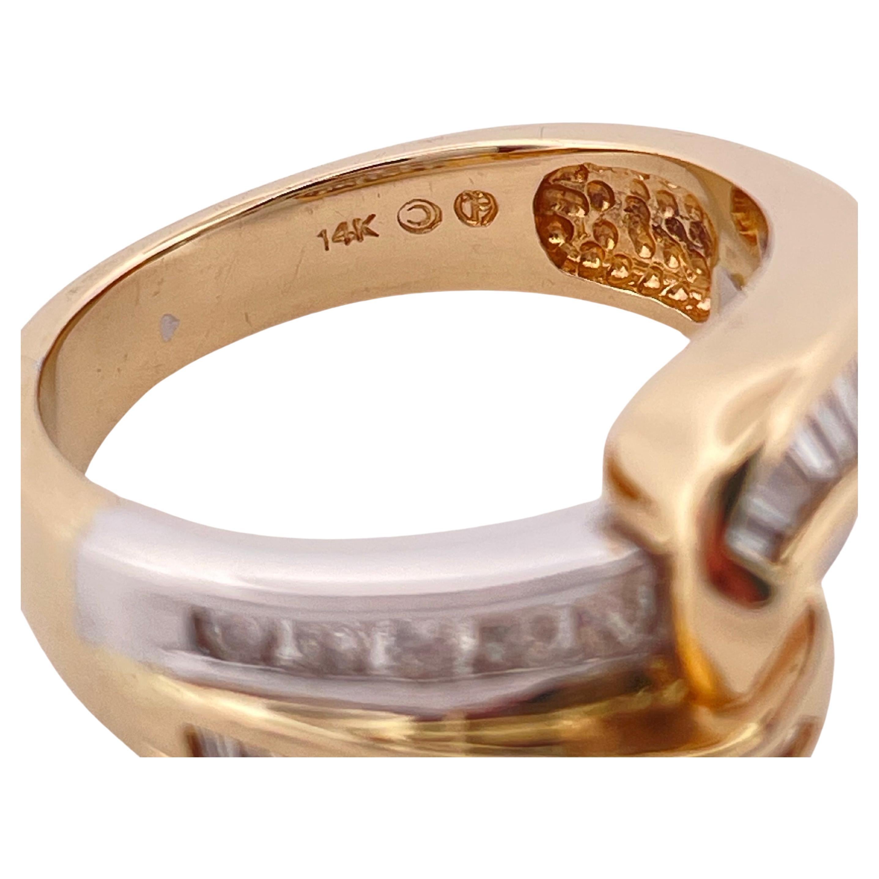 Anillo de diamantes H-I SI1 de oro de 14k en dos tonos de 0,75 ctw en venta 2