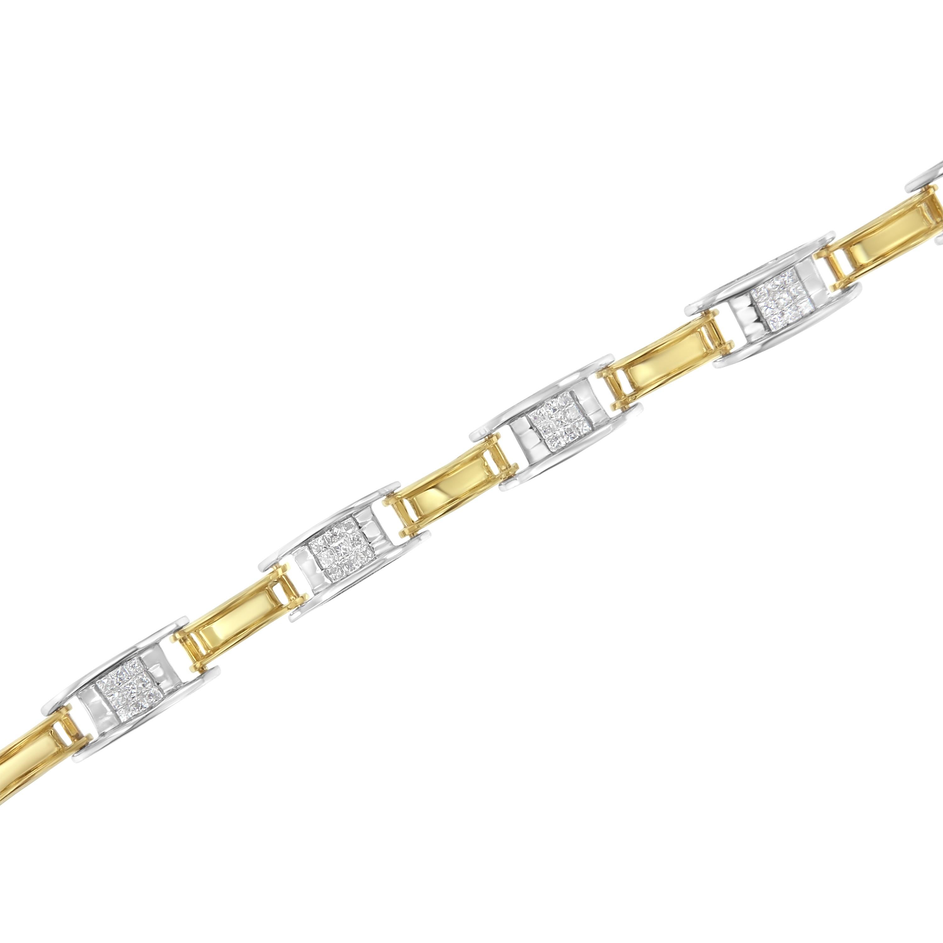 Princess Cut 14K Two-Tone Gold 1.00 Cttw Princess-Cut Diamond Chain Link 7