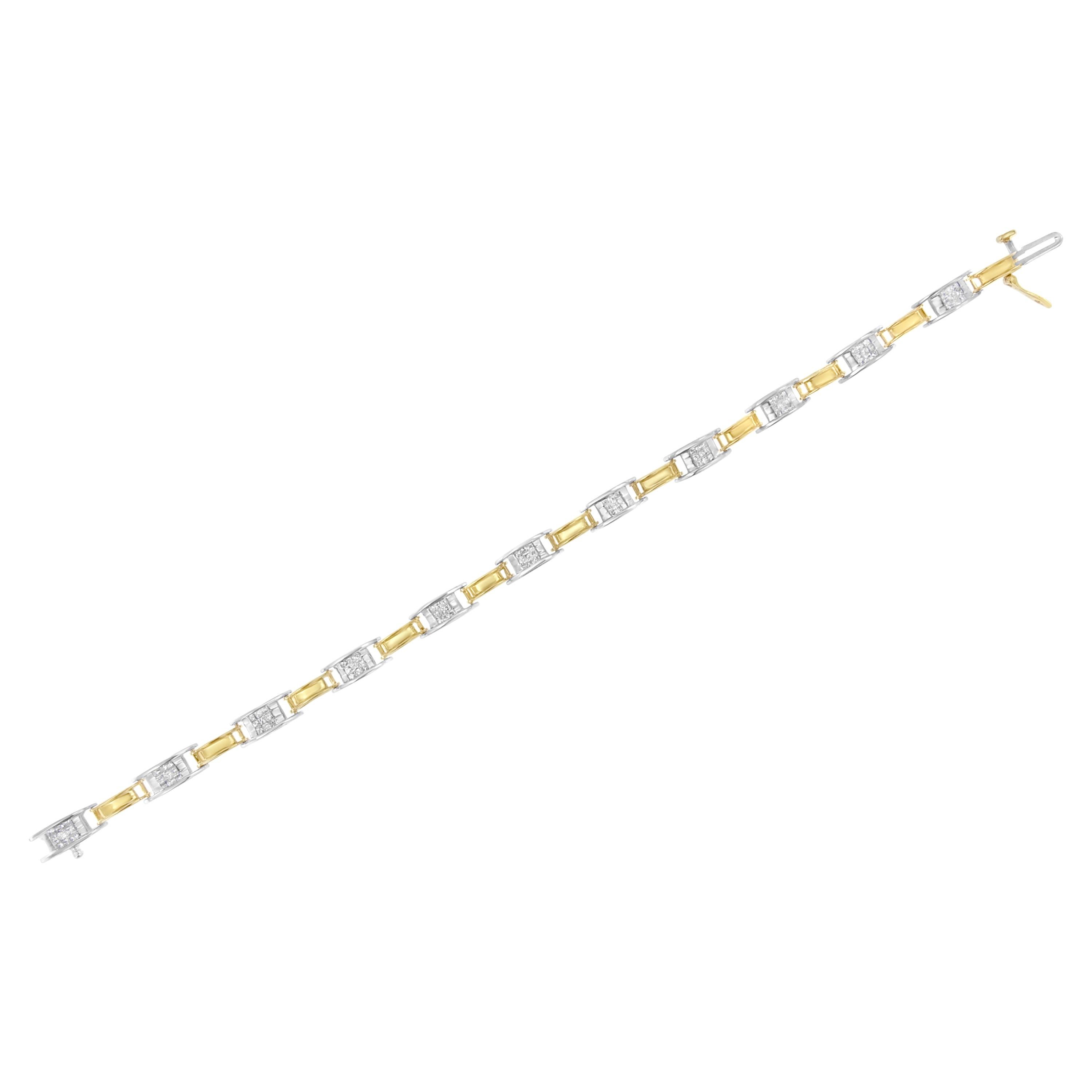 14K Two-Tone Gold 1.00 Cttw Princess-Cut Diamond Chain Link 7