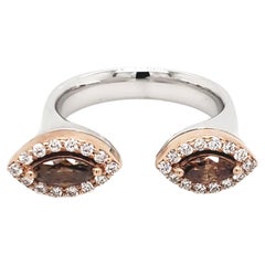 14k Two-Tone Gold 1.25ct Marquise-cut and Round Natural Diamond Ring (Size 6.25)